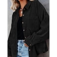 thumbnail image 3 of Camisa de pana con botones, chaqueta de pana con solapa de manga larga, blusas informales holgadas de gran tamaño, chaqueta para primavera y otoño, negro L, 3 of 6