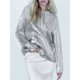 thumbnail image 2 of TEELYNN Suéter con capucha de manga larga informal plateado para mujer, sudadera holgada de punto con revestimiento de metal vintage, jersey estilo bohemio, 2 of 5