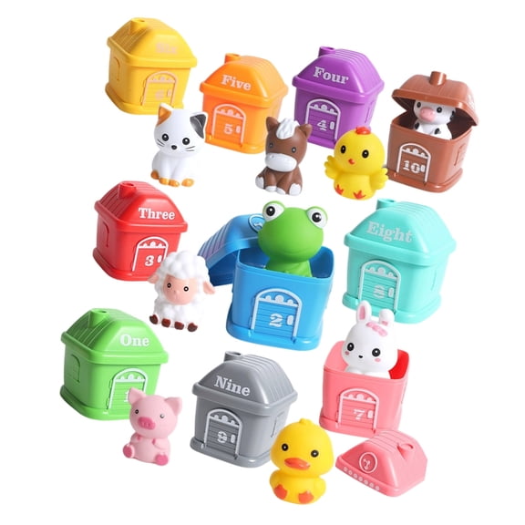 Sinyiin Interactive Farm Animal Playset 10Pcs Math Manipulatives Finger Puppet Educational Toy Age 3 