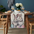 thumbnail image 2 of Bunny Easter Table Runner - 108 Inch Long, Kitchen Dining Table Runner Dresser Scarves, Eucalyptus Leaves Spring Floral Eggs Rustic Farmhouse Decor for Coffee Tables Wedding Party Banquet, 2 of 8