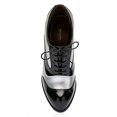 thumbnail image 4 of YDN Women's Almond Toe Wingtip Oxfords Stiletto High Heels Selftie Retro Modern Style Chic Daily Looks Casual Office Pumps Shoes Size 5 Black and Silver, 4 of 4