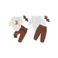 thumbnail image 2 of Baby Toddler Girls 3Pcs Thanksgiving Outfits 0 3 6 12 18 Months Long Sleeve Romper + Dots/Turkey Print Pants + Headband Set Fall Clothes, 2 of 9