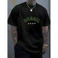 thumbnail image 2 of Men's Casual Crew Neck T-Shirt with BRAZIL Print - Soft Polyester, Short Sleeve, Machine Washable - Perfect for Summer, 2 of 9