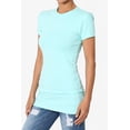 thumbnail image 3 of Women's & Juniors Basic Round Crew Neck Short Sleeve Stretch Cotton Spandex T-Shirts, 3 of 4