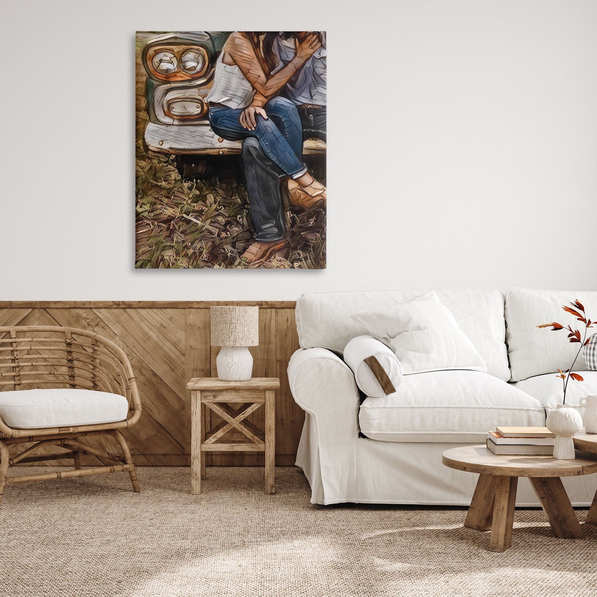 Stupell Industries Loving Farmhouse Couple Transportation Painting Gallery Wrapped Canvas Art Print Wall Art, 36 x 48