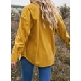 thumbnail image 5 of Asyoly Womens Corduroy Button Down Shirts Jacket Boyfriend Long Sleeve Solid Color Shacket Jacket Oversized Coats Casual Loose Tops with Pocket, 5 of 8