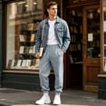 thumbnail image 6 of Mens Jogger Sweatpants Drawstring Elastic Waist Ribbed Cuffed Ankle Pants Solid Color Loose Fit Casual Trousers, 6 of 7