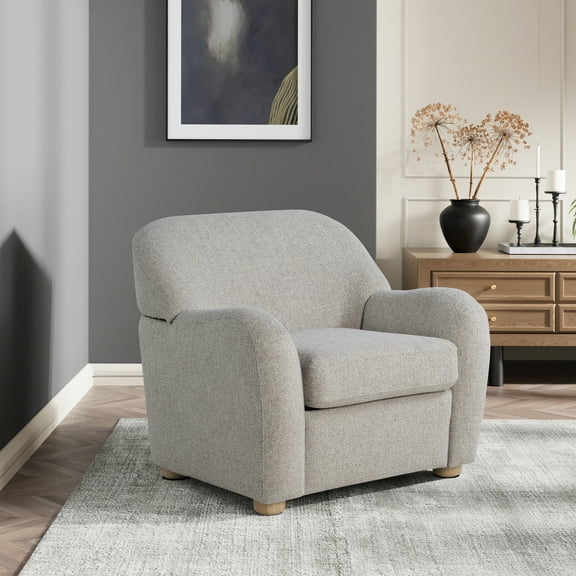 Studio Living Genifer Modern Arm Chair, Pebble Gray Boucle Fabric