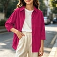 thumbnail image 2 of Atogsazn Childrens Casual 3/4 Sleeve Shirts Girls Dressy Button Corduroy Jacket with Pocket Outerwear Hot Pink 14-15Years Fashion, 2 of 9