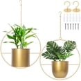 thumbnail image 1 of 2PCS Boho Gold Metal Hanging Planters, Modern Wall Ceiling Planters, Minimalist Flower Pot with Hook and Chain for Indoor Outdoor Home Decor (Plants Not Included), 1 of 6