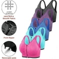 thumbnail image 2 of Women 5 Pack Zip Front And Removable Pads Tank Top Racerback Sports Bra, 5 Pack(purple+red+green+gray+blue), 2 of 5