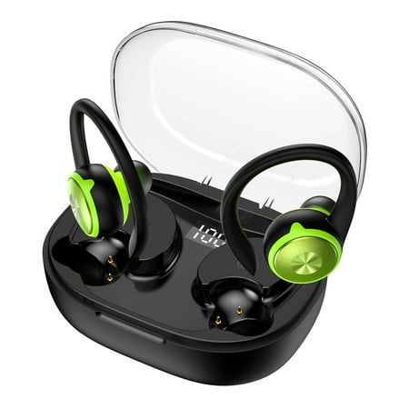Wireless Earbuds, Bluetooth 5.3 Headphones 48H Playtime with 500mAh Charging Case, IPX7 Waterproof Over-Ear Earphones with Earhooks Built-in Microphone Earbuds for Sports Running Workout