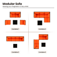 thumbnail image 6 of MRUAKA 5 Pieces Patio Furniture Set, Outdoor Furniture Sectional Rattan Sofa with Slanted Back, Patio Couch with Glass Coffee Table for Backyard Garden (Orange), 6 of 6