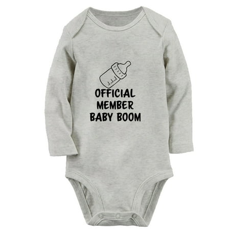 

iDzn® Official Member Baby Boom Funny Rompers Newborn Baby Unisex Bodysuits Infant Jumpsuits Toddler Kids Long Sleeve Oufits (Gray 6-12 Months)