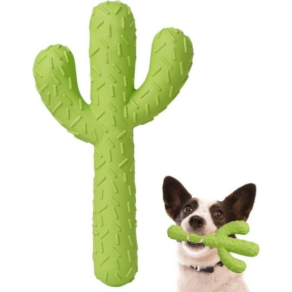 Puppy Teething Cactus Toy - Rubber Chew Stick for Teeth Grinding & Cleaning | Portable Indoor/Outdoor Dog Toy for Small Breeds