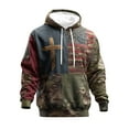 thumbnail image 3 of Momasggi Big and Tall Hoodie with Pockets for Men Casual Drawstring Long Sleeve Hooded Sweatshirts Vintage American Flag Graphic Hoodie Loose Fit Holiday Pullover Tops Army Green XS, 3 of 3