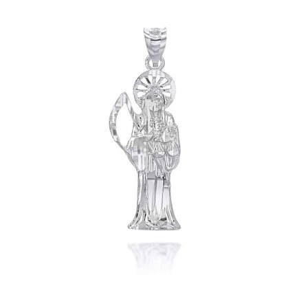 925 Sterling Silver Santa Muerte Charm Pendant Necklace(Pendant with 18" chain)
