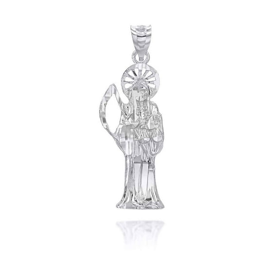 .925 Sterling Silver Santa Muerte Charm Pendant Necklace (Pendant Only)