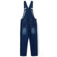 thumbnail image 2 of KIDSCOOL SPACE Big Boys Denim Overalls,Ripped Holes Elastic Band Inside Jeans Workwear,Blue,9-10 Years, 2 of 7