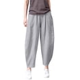 thumbnail image 5 of KDFJPTH Women's Solid Lantern Pants Elastic Waist Casual Harem Trousers Grey L/2, 5 of 5
