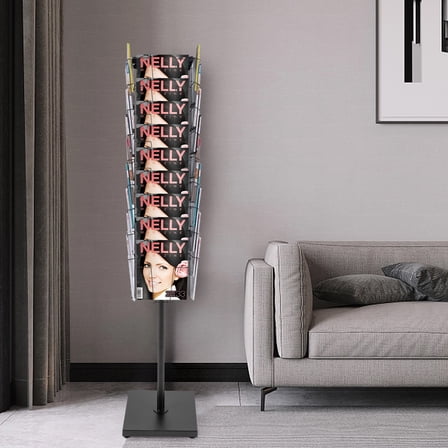Rotating Brochure Display Stand, Detachable Magazine Rack With 36 Pockets for Office