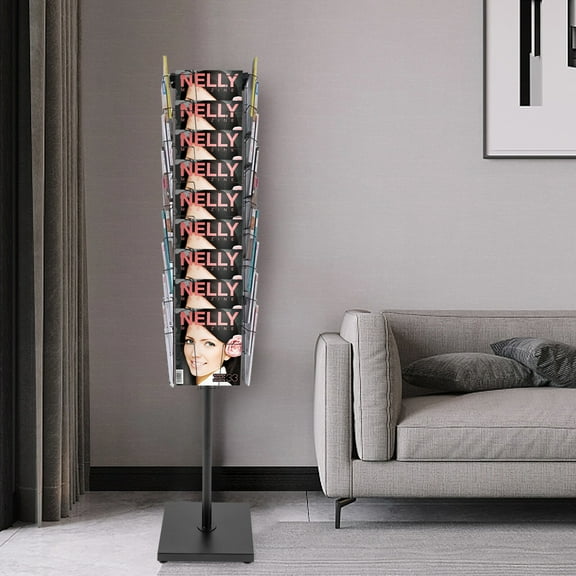 Rotating Brochure Display Stand, Detachable Magazine Rack With 36 Pockets for Office