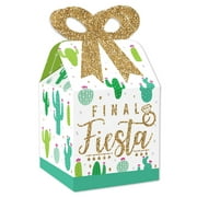 Big Dot of Happiness Final Fiesta - Square Favor Gift Boxes - Last Fiesta Bachelorette Party Bow Boxes - Set of 12