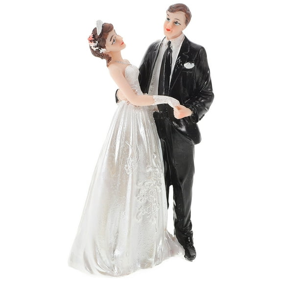 WRITWAA Cute Multi Color Resin Bride and Groom Cake Topper for Wedding Decoration and Home Decor 4.5 x 3.5 Inches