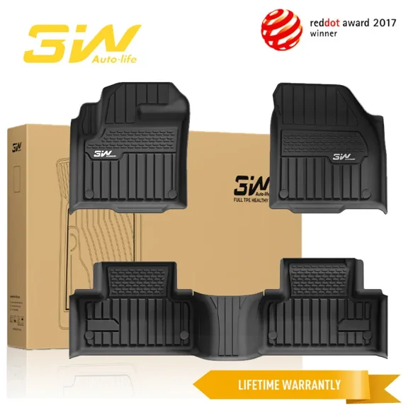 3W Floor Mats for Range Rover/Land Rover Evoque 2011-2019 Floor Mat TPE All Weather Custom Fit Floor Liner for Range Rover Evoque 1st and 2nd Row （Not for Convertible） Black Car Liners