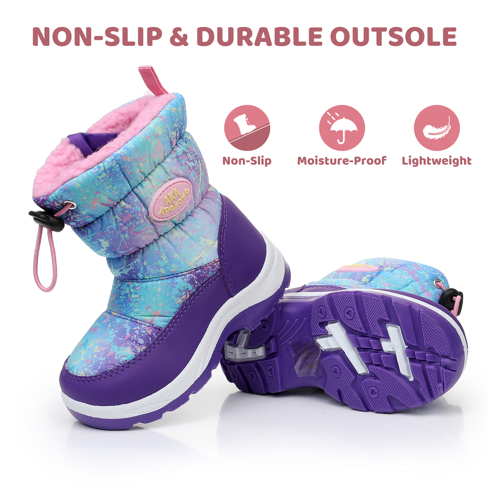 Apakowa Kids' Snow Boots with Side Zipper photo 6