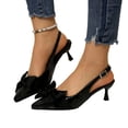 thumbnail image 4 of WAVSUF Womens Slingback Kitten Heel Pumps, Soft Sole Pointed Toe Cute Bow Casual Summer Working Shoes Black 5.5, 4 of 9