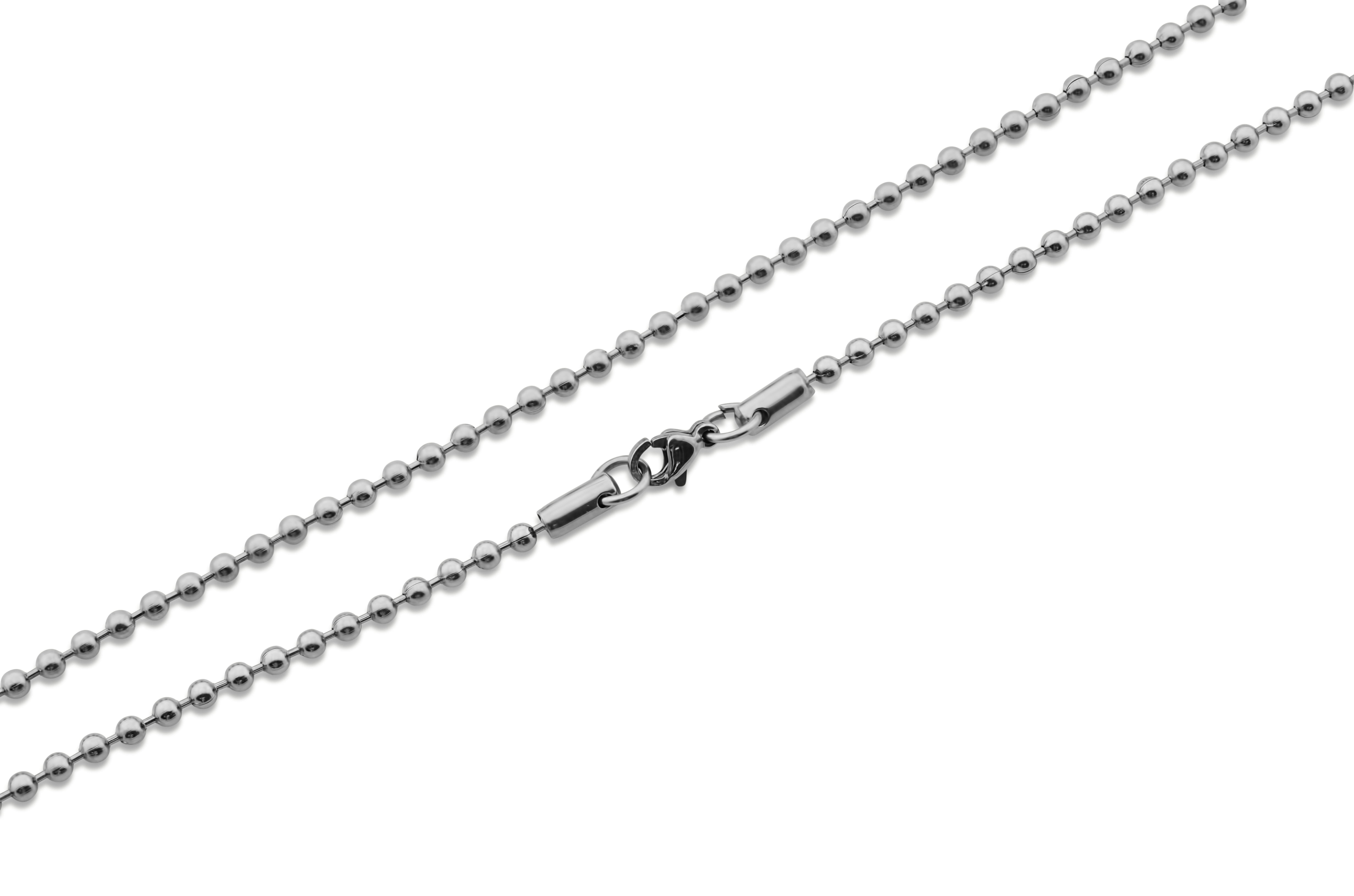 Ball Chain Dog Tag Necklace - 4 and 24 Inches Long - 2.4mm Bead Size -  Matching Connector - Adjustable Metal Bead Chain - Multiple Pack Sizes -  Black