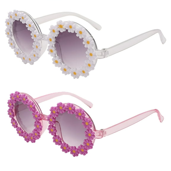 GJX 2Pcs Toddler Sunglasses,Secure-Fit Design Kid Sunglasses,Molded Nose Bridge Toddler Girl Sunglasses,UV400 Protection,Style1