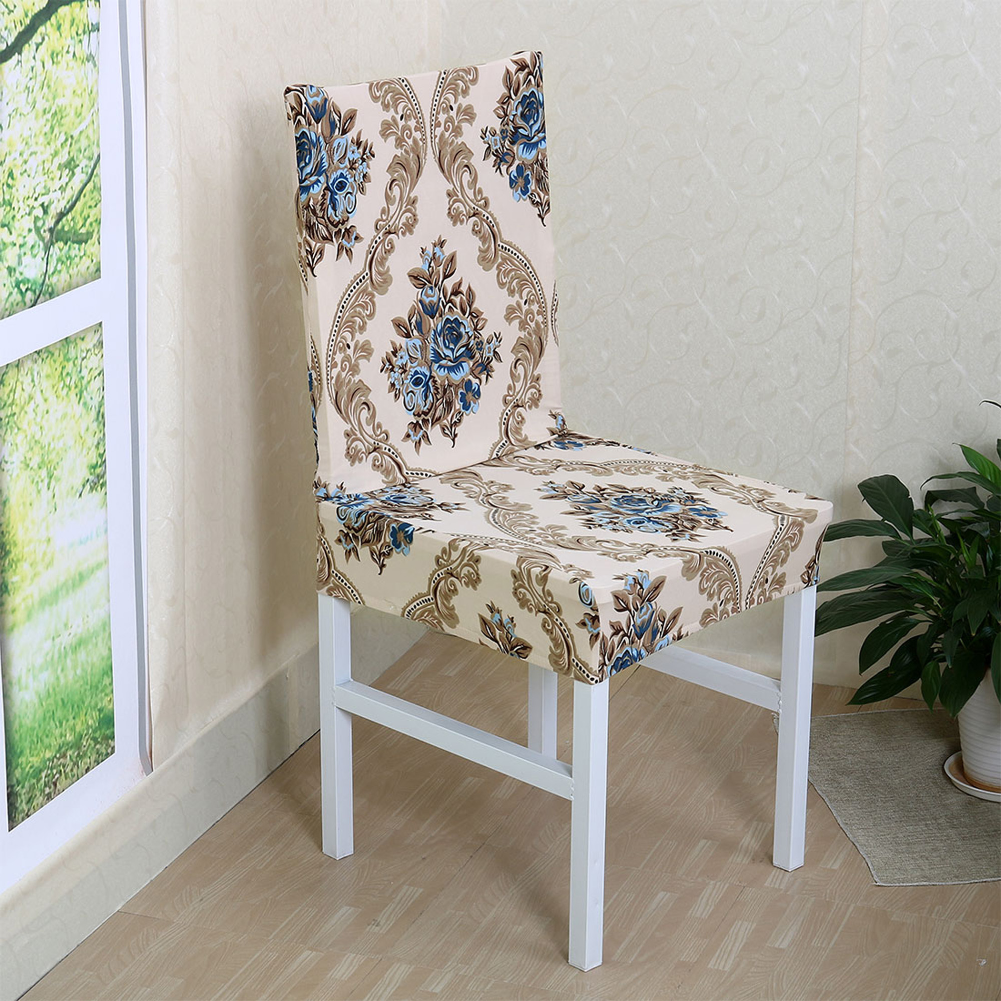 4pcs Pattern Dining Chair Cover Stretch Bar Stool Slipcover Kitchen