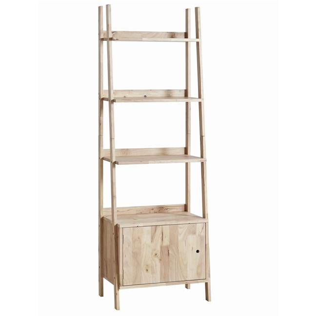 Benjara BM225444 Three Tier Wooden Ladder Shelf with Storage