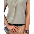 thumbnail image 4 of Gvmfive Women Tops Short Sleeve V Neck Buttons Base Blouse, 4 of 4