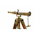 thumbnail image 3 of Brass Antique Finish Nautical Spyglass Telescope With Wooden Brown Tripod Stand, 3 of 3