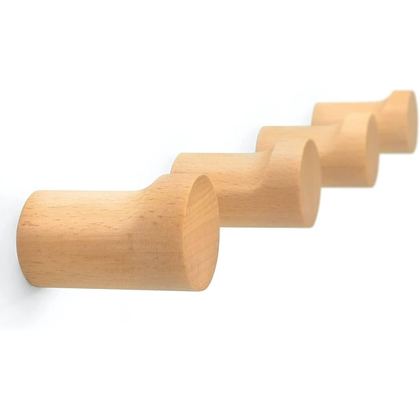 Natural Wooden Wall Hooks Pack of 4 Wall Mounted Hook Modern Wood Coat Rack Decorative Wooden Pegs for Hanging Hat Towel or Purse Beech Wood Walmart