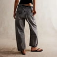 thumbnail image 6 of Yubnlvae Y2K Mid Waist Baggy Jeans - Women's Cropped Wide Leg Denim Pants (Retro Streetwear, Distressed) A M, 6 of 8
