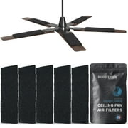 Biodefensor Ceiling Fan Filters, Activated Carbon Pads, Easy Install, Captures Dust, Odors, Airborne Particles (5-Pack)