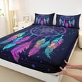 thumbnail image 3 of Castle Fairy Boys Girls Feather Dreamcatcher Full Size Sheets 4-Piece,Bohemian Boho Mandala Breathable Bed Sheets,Abstract Gradient Lightweight Sheet Sets,Luxury Bedroom Decor, 3 of 7