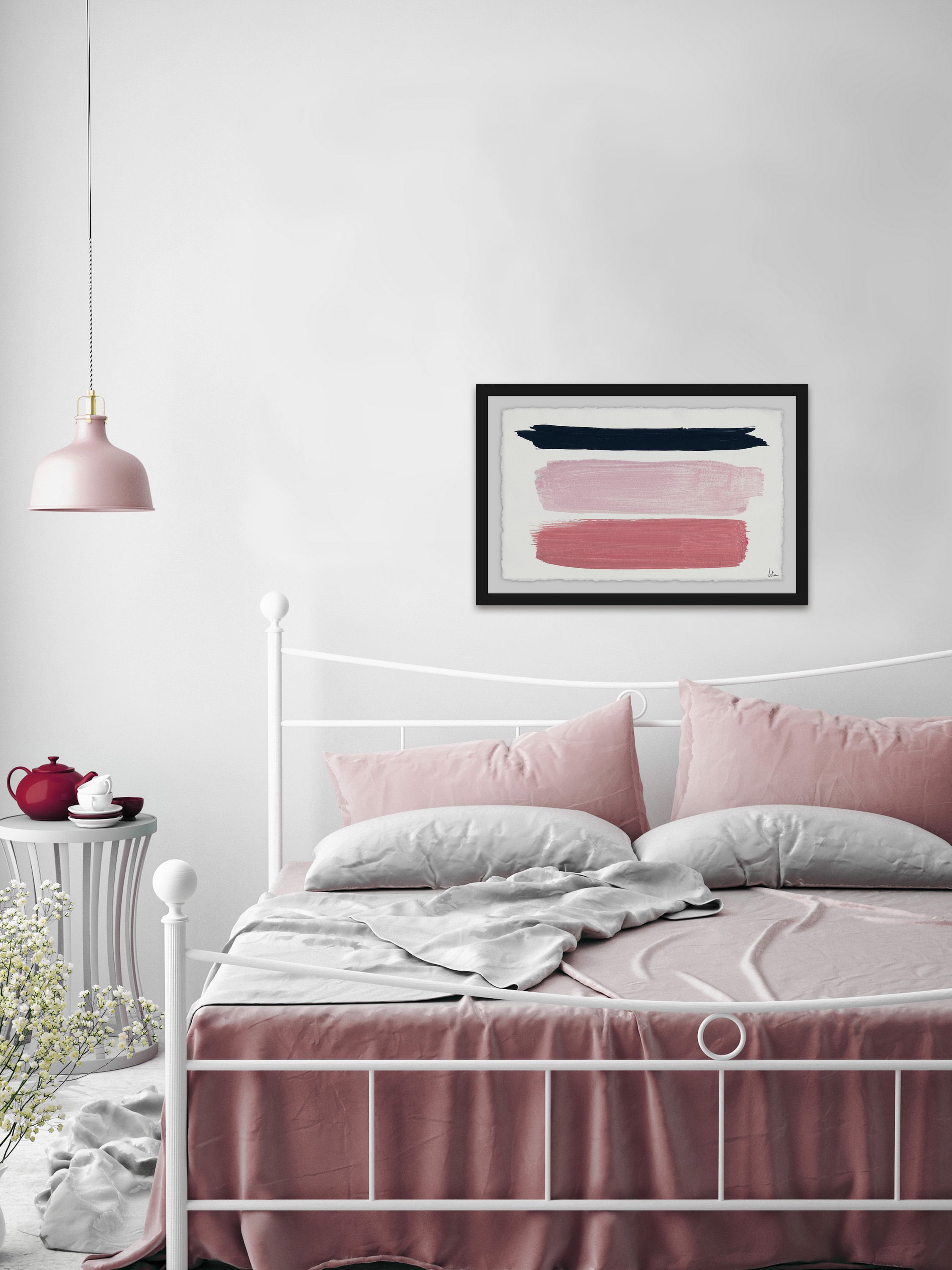 Blush Tones & Black Framed Painting Print