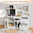 thumbnail image 5 of TLSUNNY Kids Wooden Play Kitchen with Lights & Sounds, Sink, Microwave & Fabric Boxes,Pretend Cooking Toy for Toddlers, White, 5 of 10