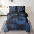 thumbnail image 2 of Manfei Rustic Leaves 7 Pieces Bedding Comforter Set,Modern Aesthetic Deagin Full Bedding Set,Deepblue Gold Fitted Sheet Flat Sheet For Girls,Super Cozy Room Decor Reversible, 2 of 8