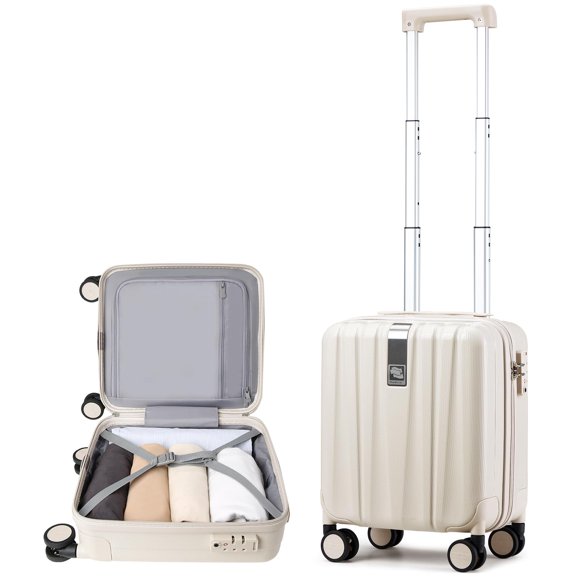 Equipaje de mano Hanke para equipaje de mano, asiento inferior de 14 pulgadas con ruedas, color blanco marfil