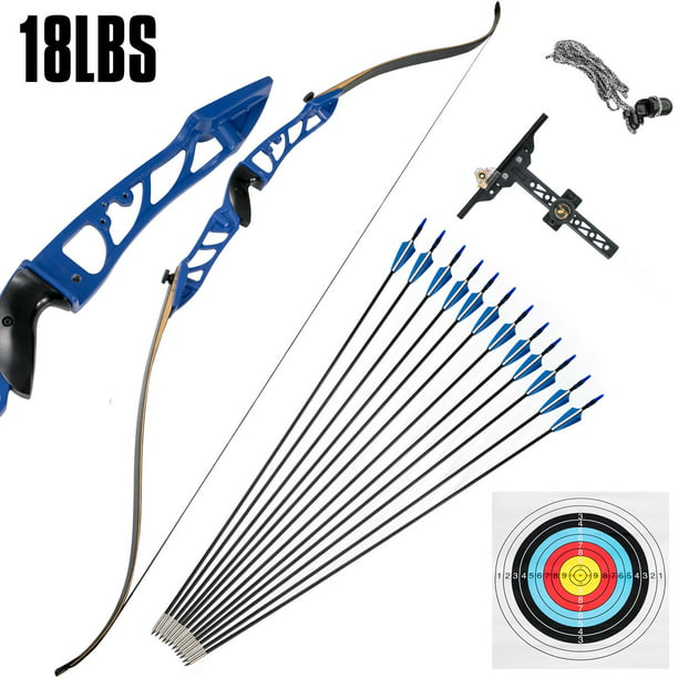 VEVOR Recurve Bow Set 18 lbs Archery Bow Aluminum Alloy Takedown Recurve Bow  Right Hand Bow with 12 Arrows for Adults Youth Hunting Shooting Practice  Competition,Blue 