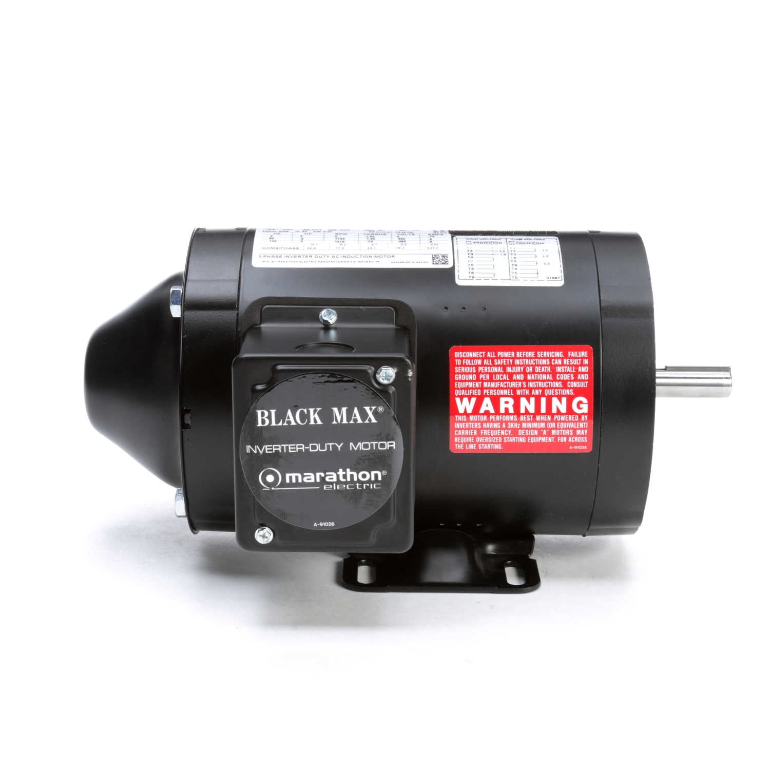 Marathon Y534 56C Frame Totally Enclosed Non Vent 56H17T5301 Vector Duty Motor, 1/2 hp, 1800 rpm, 230/460 VAC, 3 Phase, 1 Speed, Ball Bearing, C-Face with Base