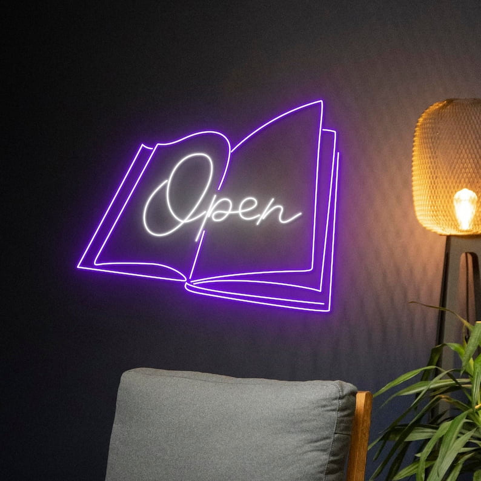 Handmadetneonsign Open Book Neon Sign, Book Open Shop Neon Light, Bookworm LED Light, Bookish Led Sign, Wall Décor