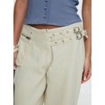 thumbnail image 6 of Low Rise Baggy Pants for Women Adjustable Waisted Wide Leg Boyfriend Pants Vintage Straight Loose Trousers Milky White M, 6 of 9