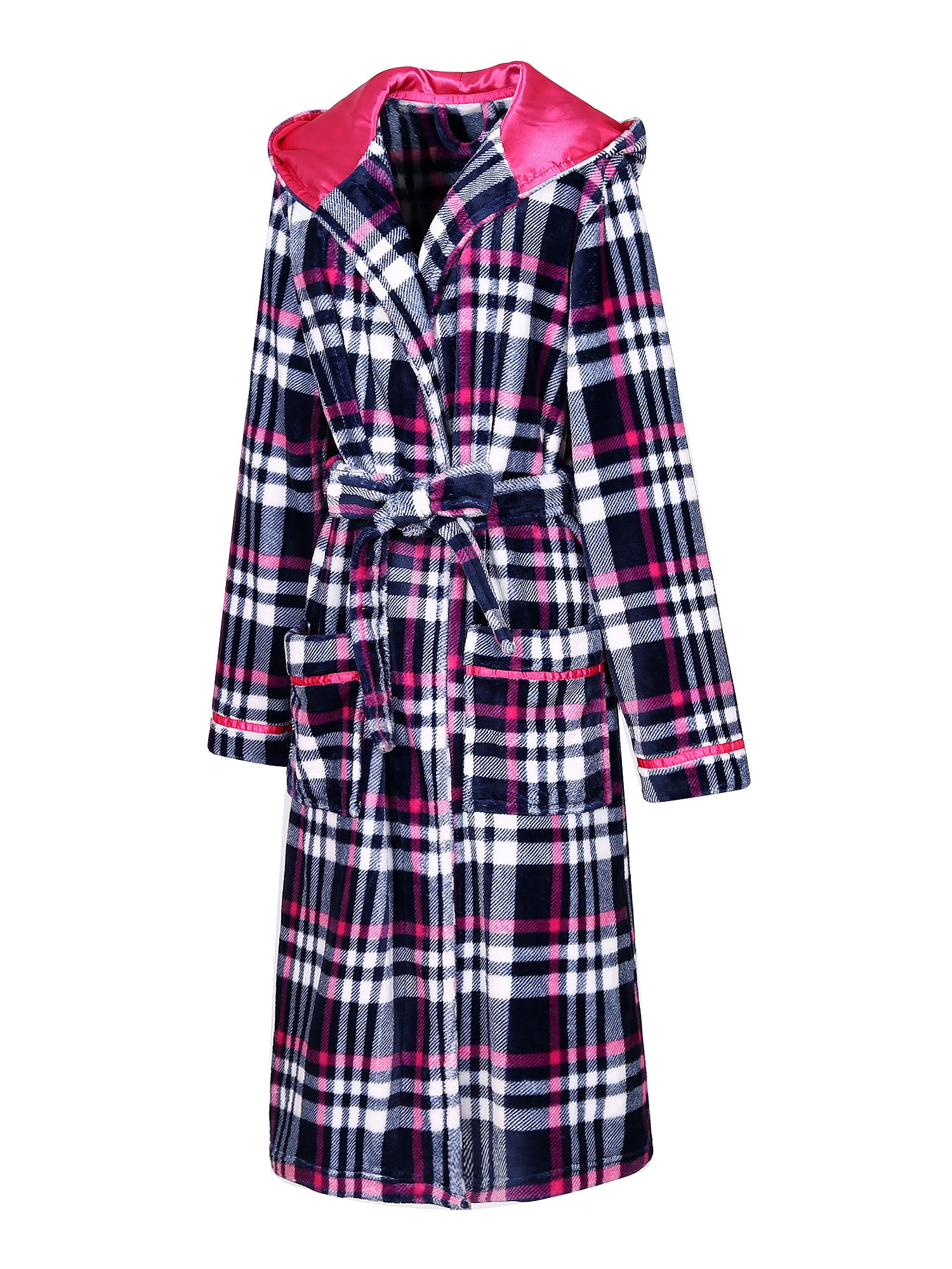 Richie House Women's Plaid Fleece Bathrobe Robe Rhw2714